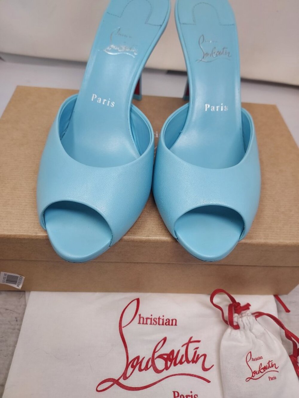 CHRISTIAN LOUBOUTIN Me Dolly Leather Blue Mule Sandal - Picture 10 of 12